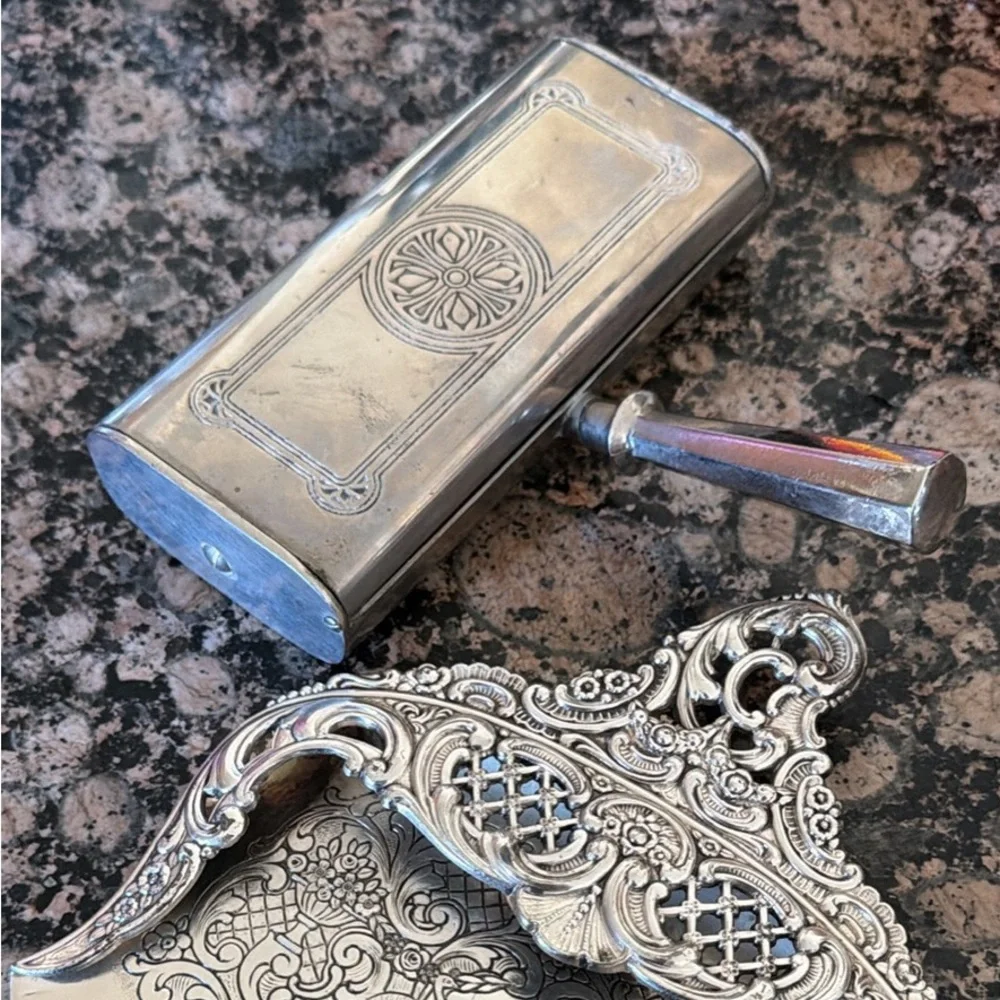 Ornate Silver Handheld Crumb Sweeper - Picture 2 of 3